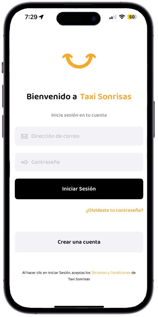 Registro en App Taxi Sonrisas